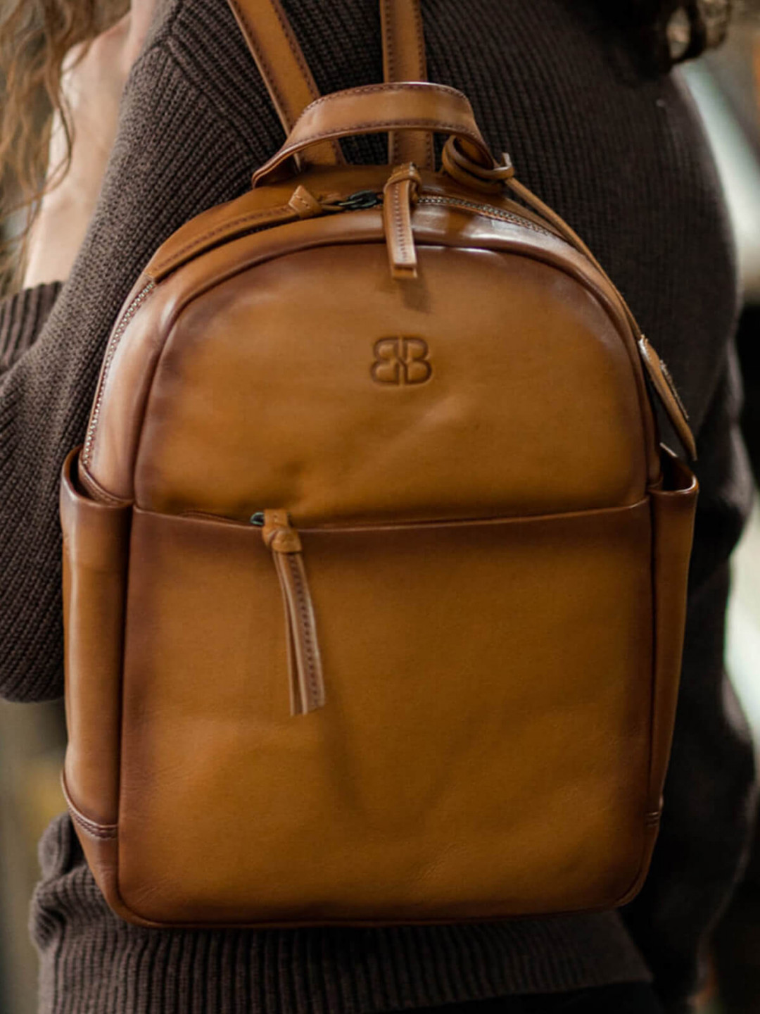 Dámský kožený batoh Bellicci Parias – koňak